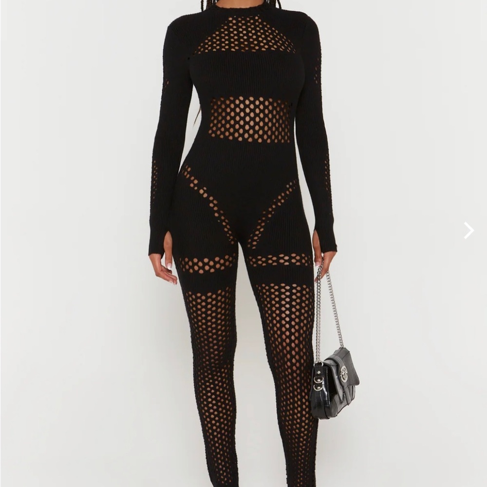 Black Knitted Contour Jumpsuit